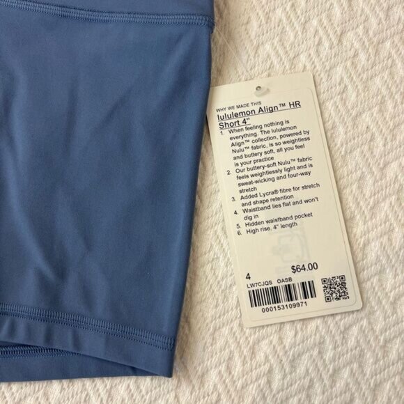 NWT Lululemon Align Short HR 4" Size 4 Pastel Blue Bike Yoga shorts Athleisure - Picture 5 of 7